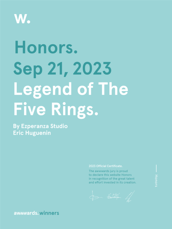 Mention honorable Awwwards, Asmodee : Legend Of The Five Rings