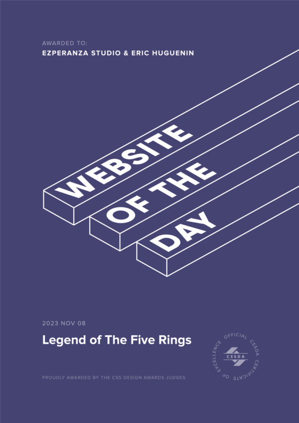 Website of the Day CSS Design Awards, Asmodee : Legend Of The Five Rings