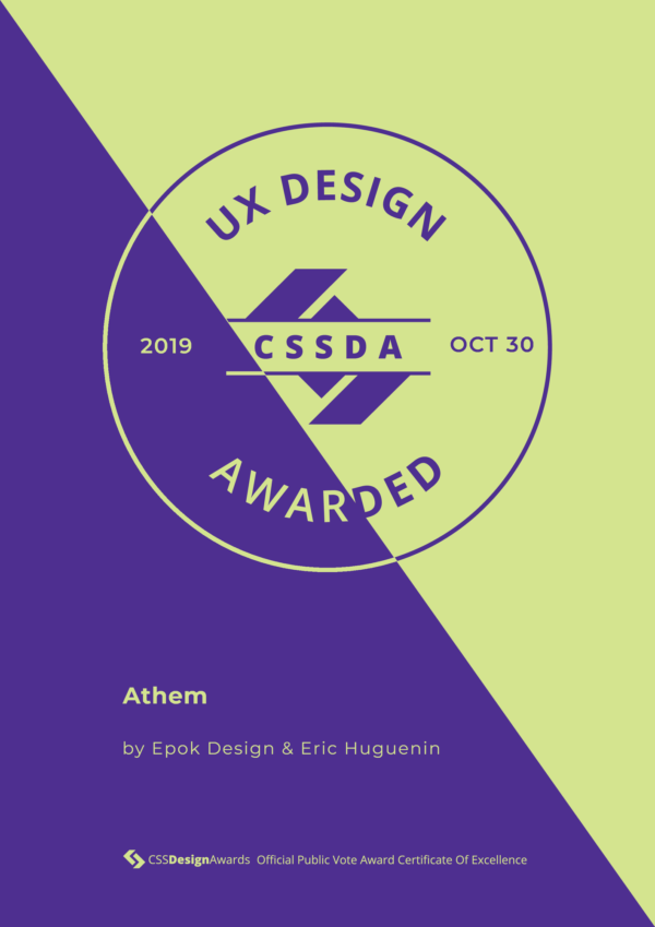 UX Design CSS Design Awards, Athem
