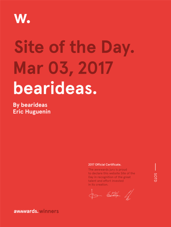 Site of the Day Awwwards, Bearideas