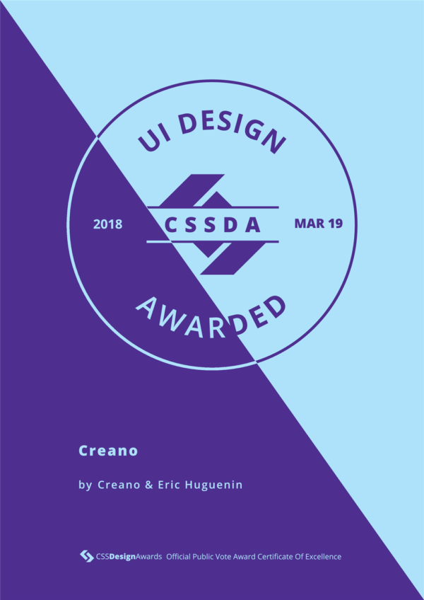 UI Design CSS Design Awards, Creano