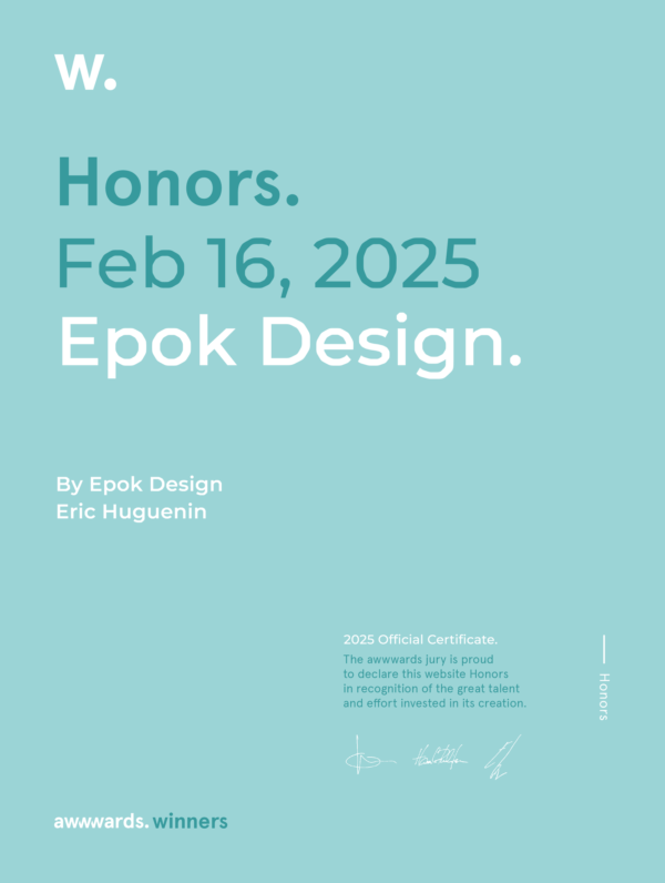 Mention honorable Awwwards, Epok Design 24