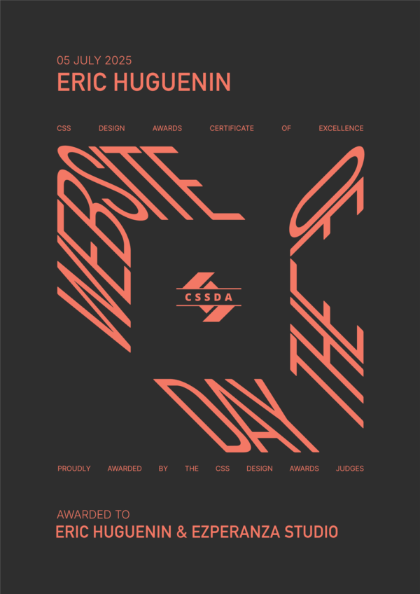 Website of the Day CSS Design Awards, Eric Huguenin - Portfolio 25