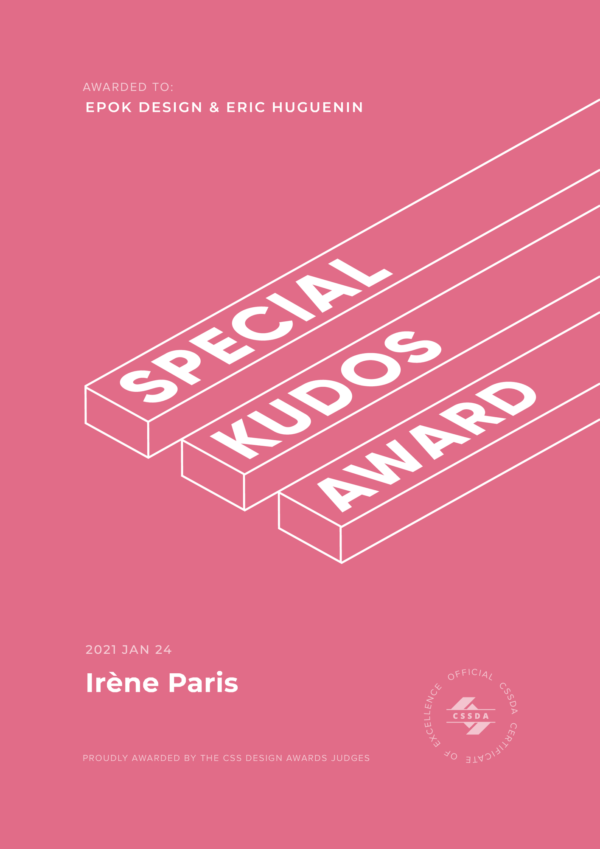Special Kudos CSS Design Awards, Irène Paris