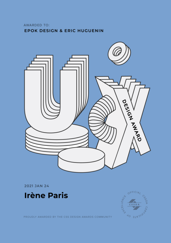 UX Design CSS Design Awards, Irène Paris