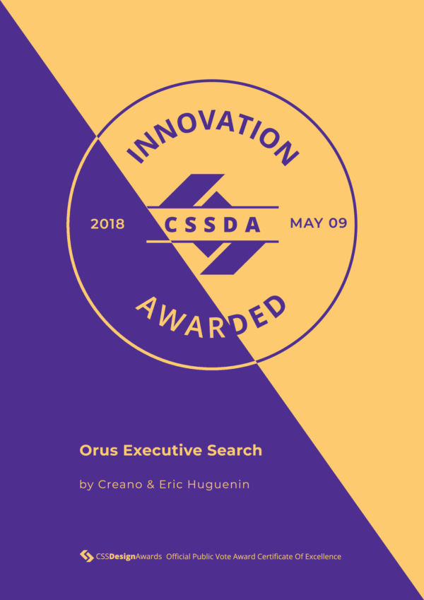 Innovation CSS Design Awards, Orus Executive Search