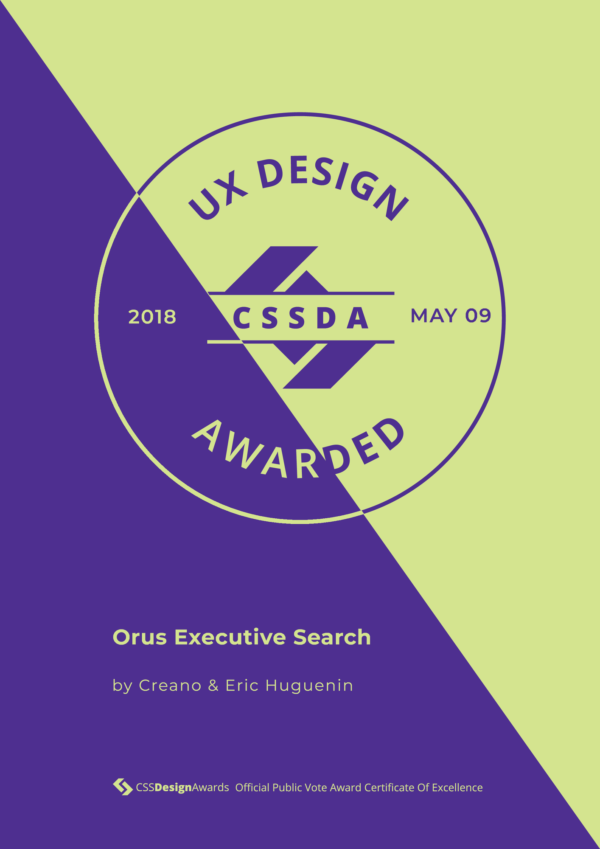 UX Design CSS Design Awards, Orus Executive Search