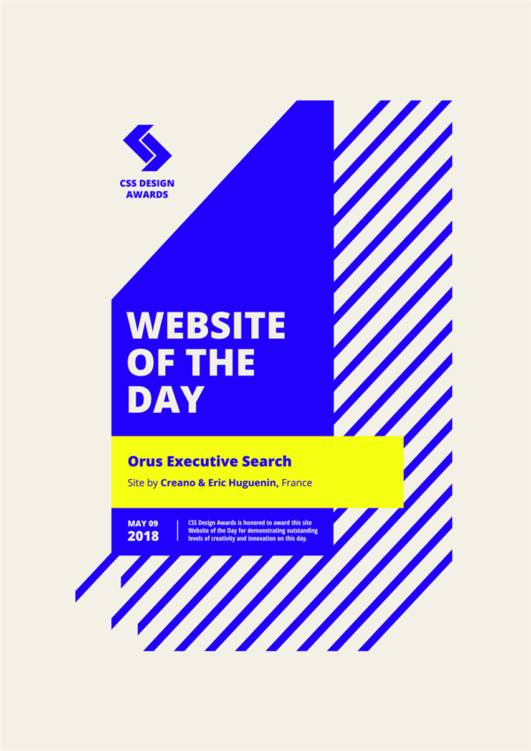Website of the Day CSS Design Awards, Orus Executive Search