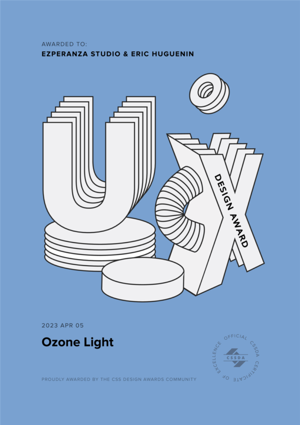 UX Design CSS Design Awards, Ozone Light