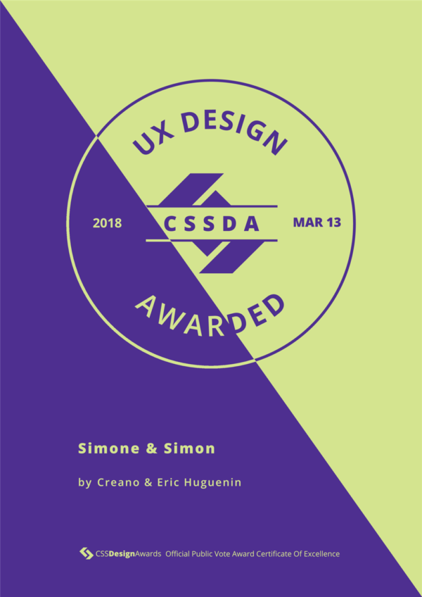 UX Design CSS Design Awards, Simone & Simon
