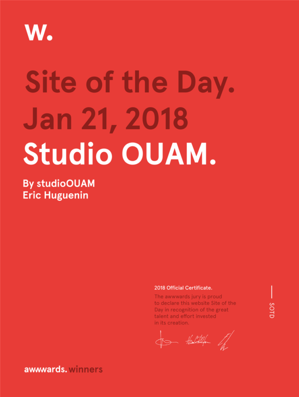 Site of the Day Awwwards, Studio OUAM