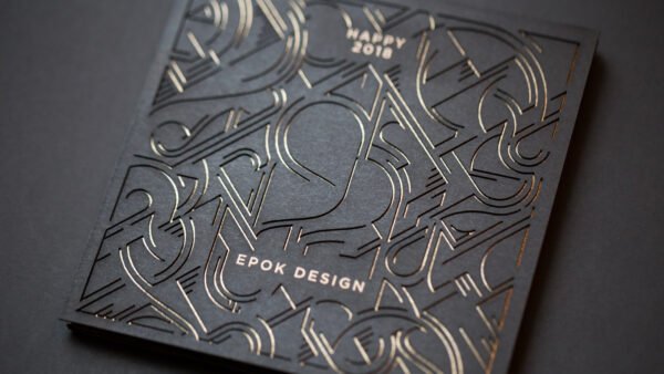 Epok Design. Sérigraphie d'une carte de vœux réalisée par Epok Design, utilisée en couverture du projet.