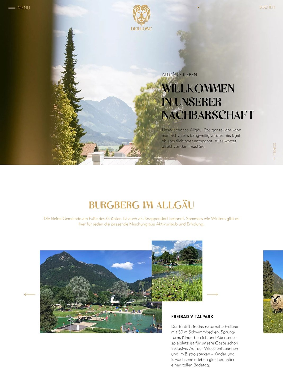Der Löwe Burgberg. Page d'une chambre sur ordinateur : galerie, description et accès au moteur de réservation.