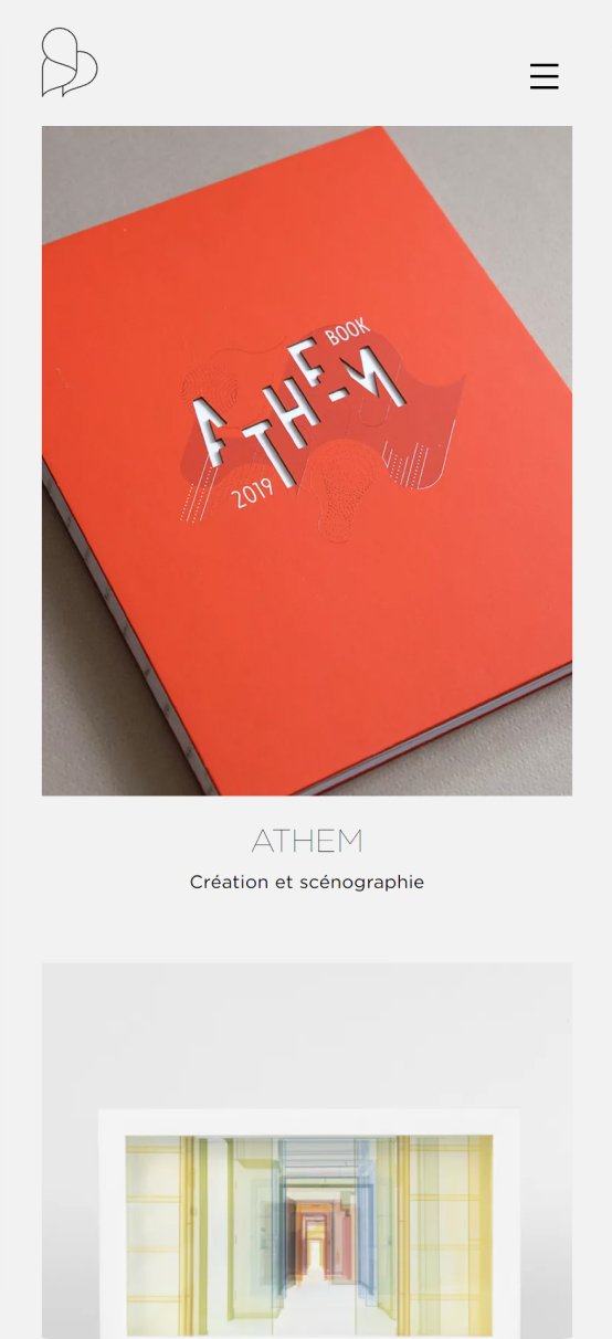 Epok Design. Page projet sur mobile : les visuels du cas alternent avec de courts blocs de texte.